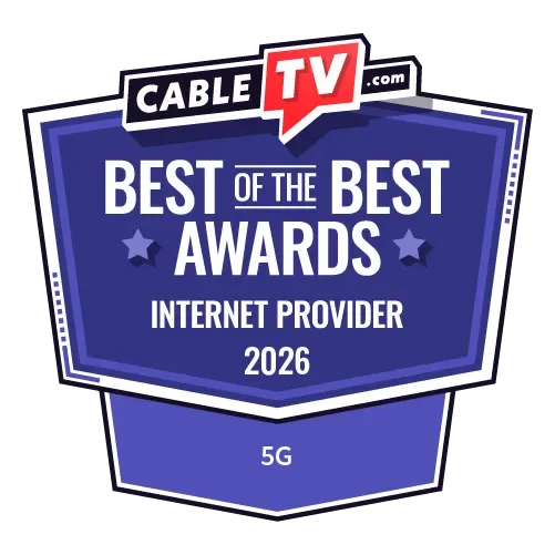 A graphic with the text CableTV.com's 2026 Best of the Best Awards for internet providers with the category text 5G