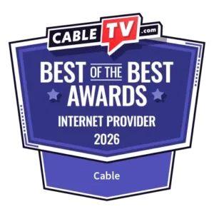 A graphic with the text CableTV.com's 2026 Best of the Best Awards for internet providers with the category text Cable