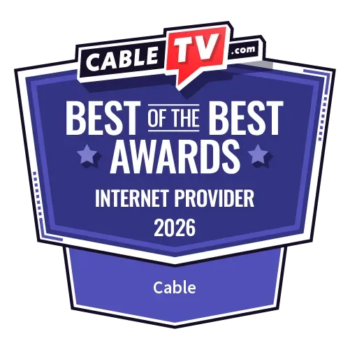 A graphic with the text CableTV.com's 2026 Best of the Best Awards for internet providers with the category text Cable