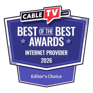 A graphic with the text CableTV.com's 2026 Best of the Best Awards for internet providers with the category text Editor's Choice