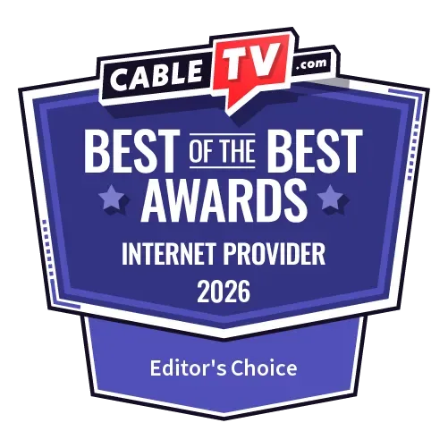 A graphic with the text CableTV.com's 2026 Best of the Best Awards for internet providers with the category text Editor's Choice