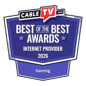 A graphic with the text CableTV.com's 2026 Best of the Best Awards for internet providers with the category text Gaming