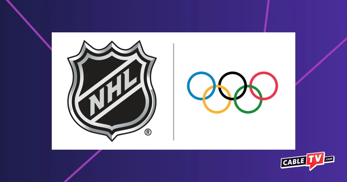 The NHL and Olympic logos sitting alongside each other.