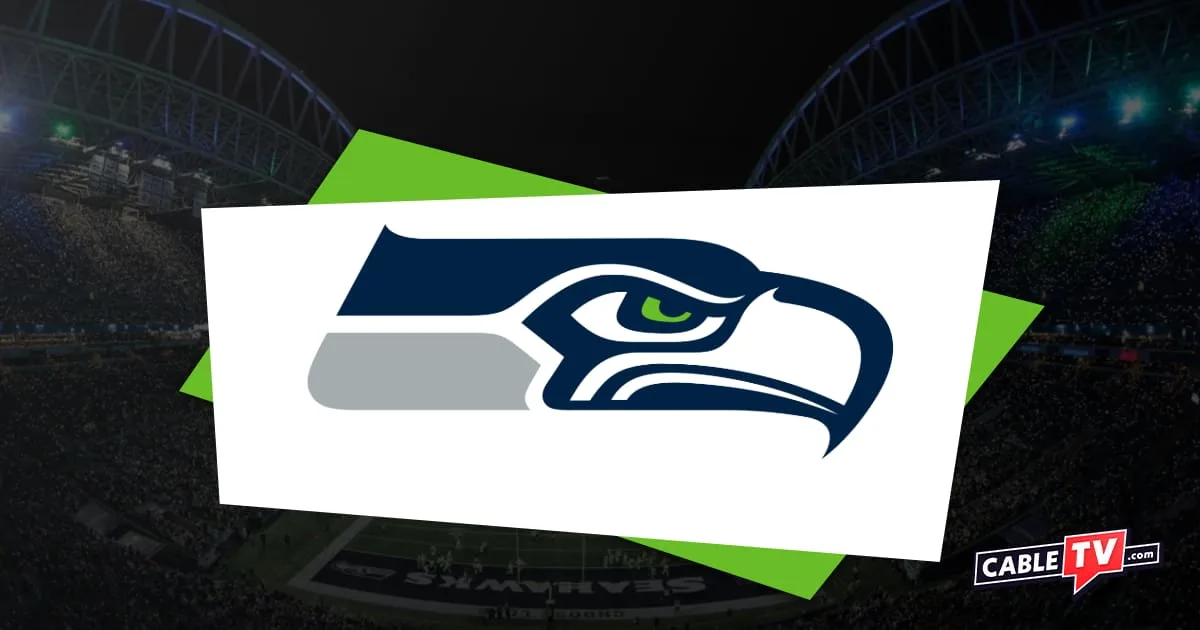 The Seattle Seahawks logo over an image of Lumen Field.
