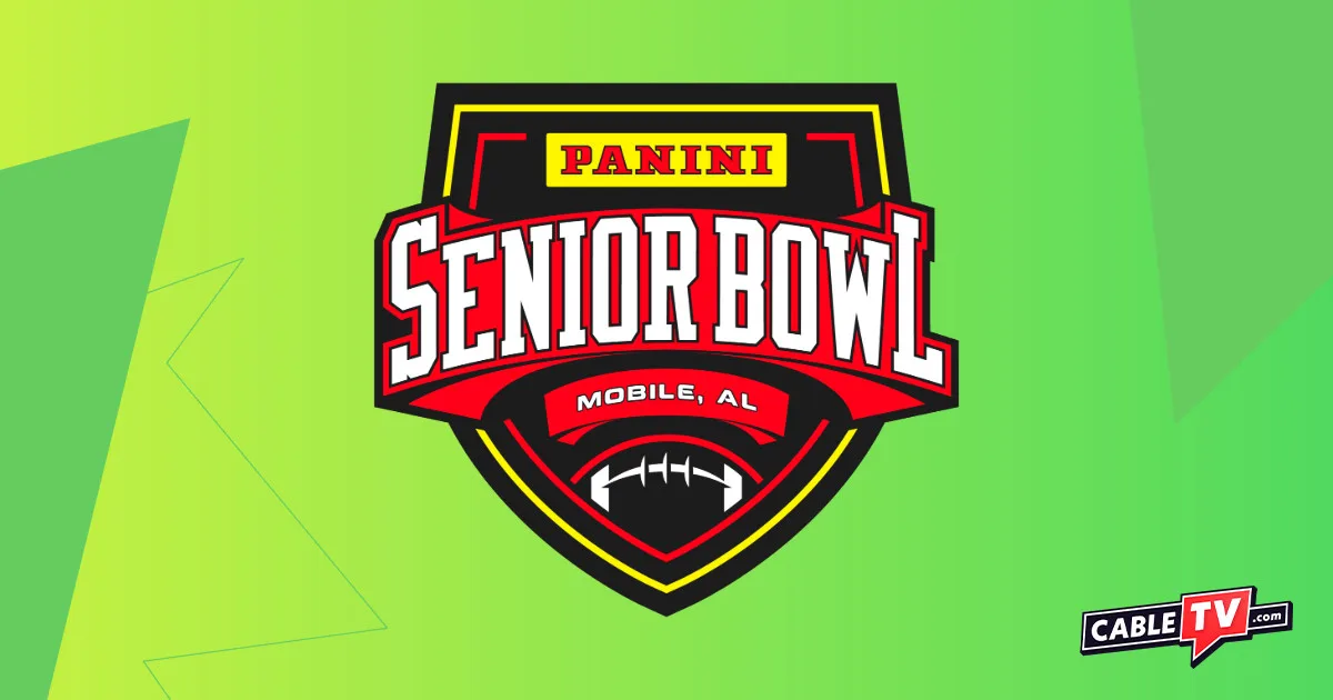 The Panini Senior Bowl logo on a green gradient background.