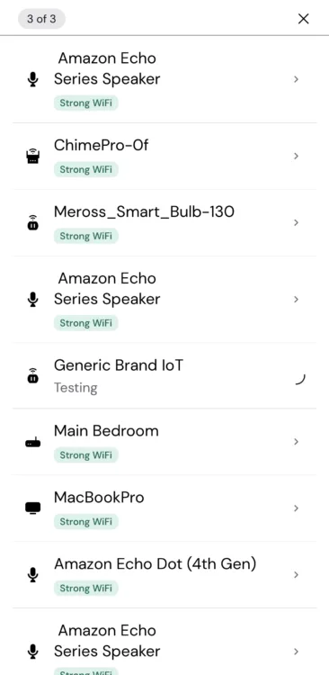 A page in the Xfinity app showing the number of networked devices.