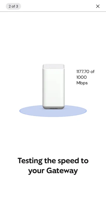 A page in the Xfinity app showing a speed test.