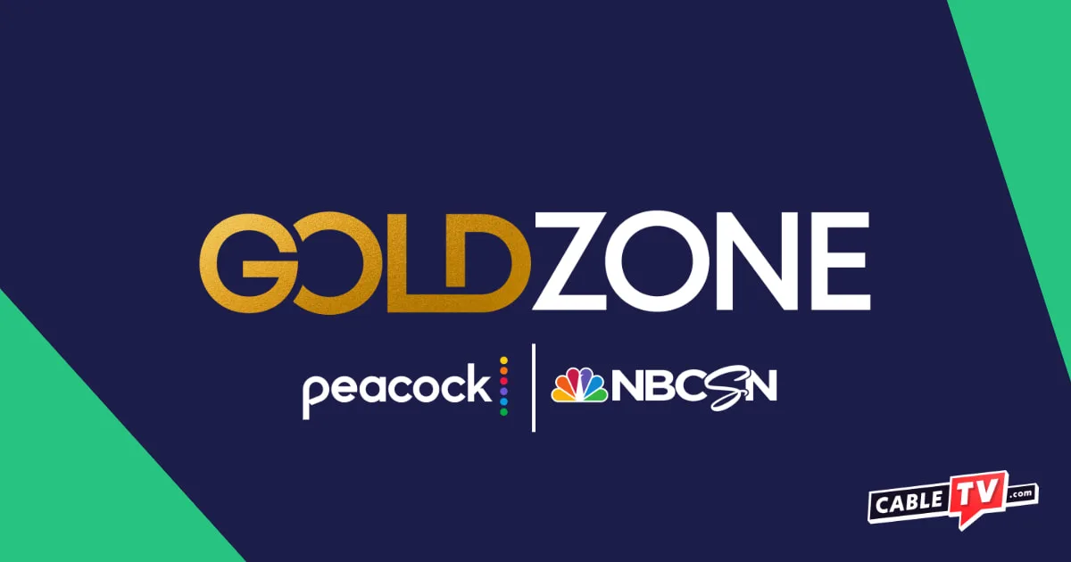 NBC Gold Zone logo on a dark blue background with green accents