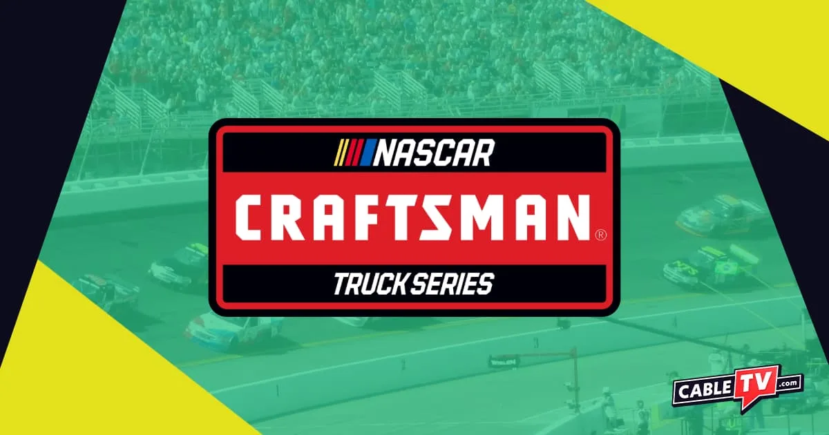 NASCAR Craftsman Truck Series logo with background of racetrack