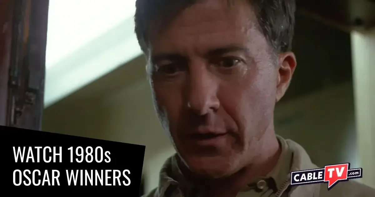 How to Watch Best Picture Winners of the 1980s - Rain Man A close-up shot of a man deep in thought.