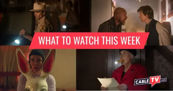 A collage of images from “Dark Winds,” “The Artful Dodger,” “How to Get to Heaven from Belfast,” and “Can You Keep A Secret?,” shows covered in CableTV.com’s What to Watch This Week column for Feb. 9–15.