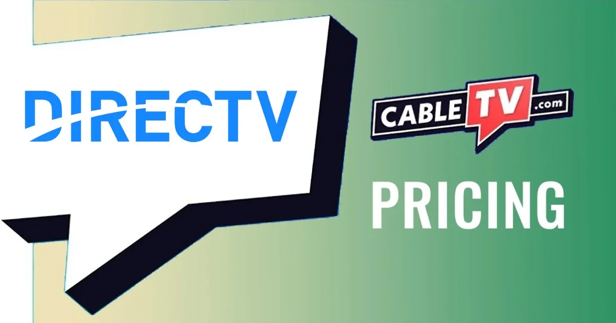 DIRECTV logo in comment box and "Pricing" on a green background