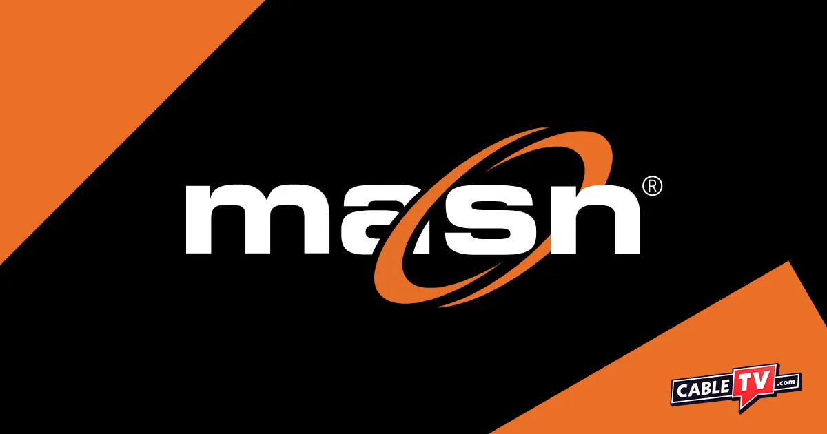 Orange and white MASN logo on black background