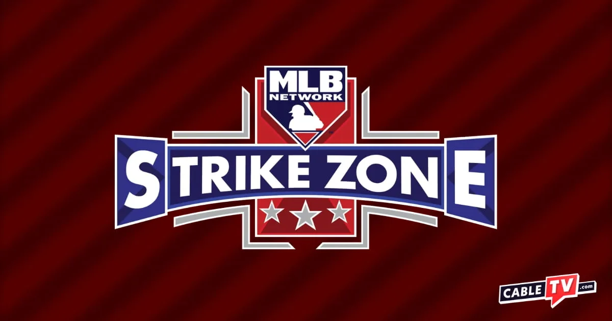 MLB Strike Zone logo on a dark red background