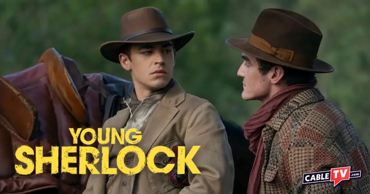 An image of two young men in western-style hats with a yellow logo saying "Young Sherlock."