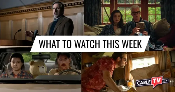 What to Watch This Week - Mar. 2–8 A collage of images from "Rooster," "Vladimir," "Ted," and "RJ Decker," shows covered in CableTV.com’s What to Watch This Week column for Mar. 2–8.