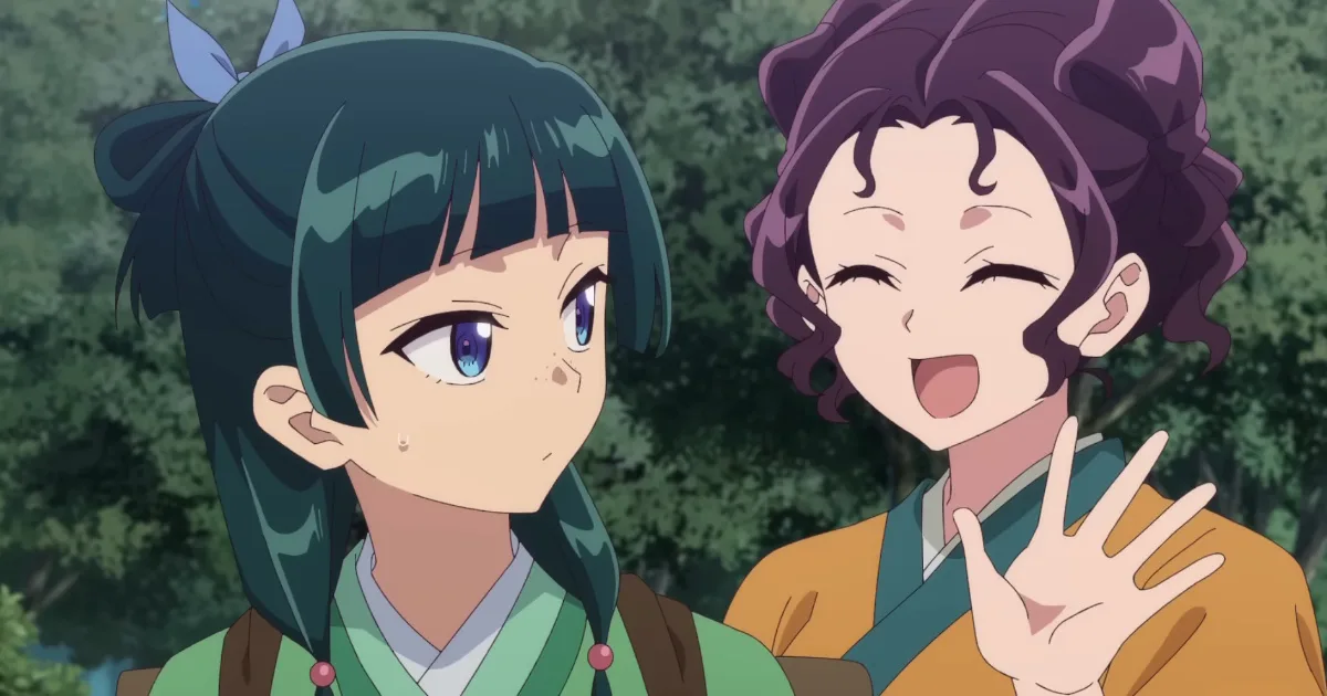 Two anime girls, Maomao and Shisui from The Apothecary Diaries.