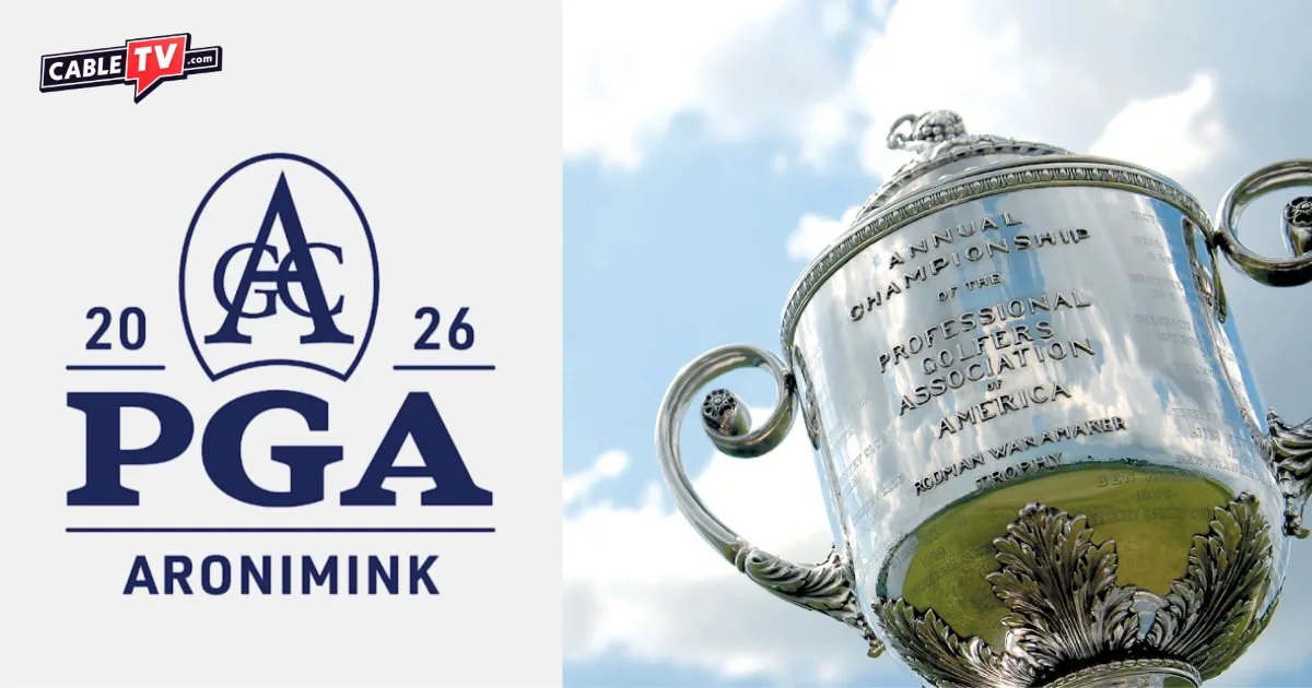 PGA logo aside image of tournament trophy