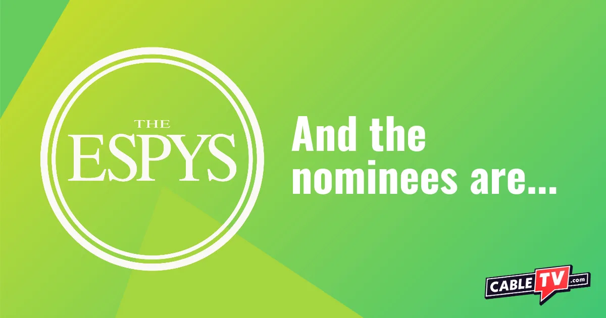 The ESPYs logo with the text "and the nominees are" on a green gradient background.