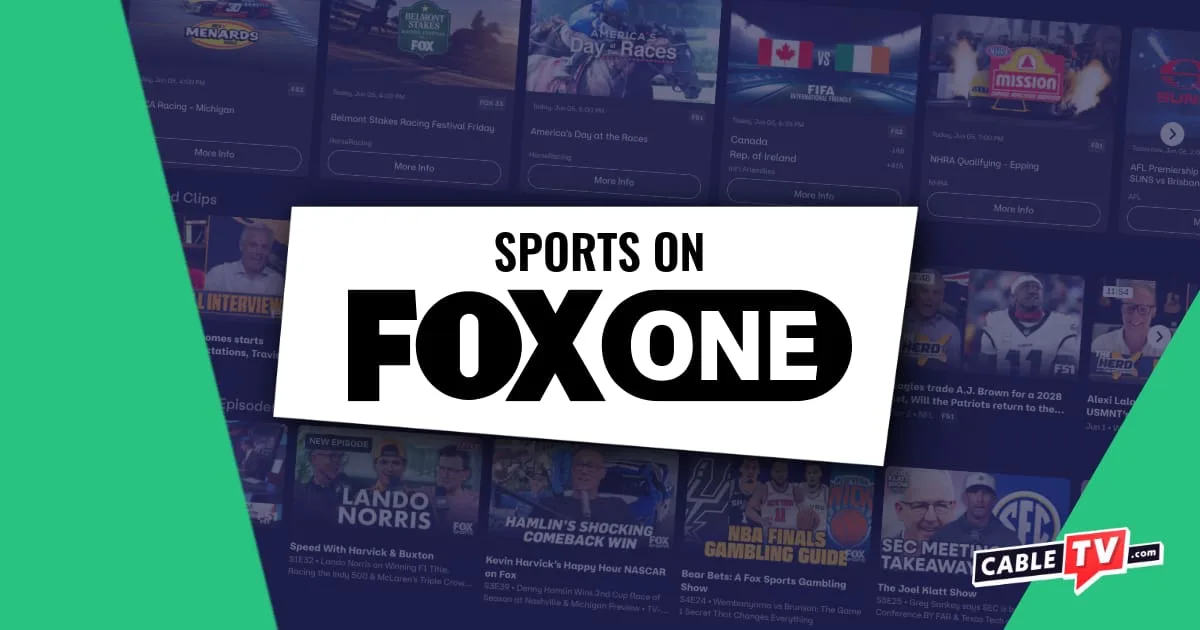 Sports on FOX One The FOX One logo is displayed over a screenshot of the service's sports hub.
