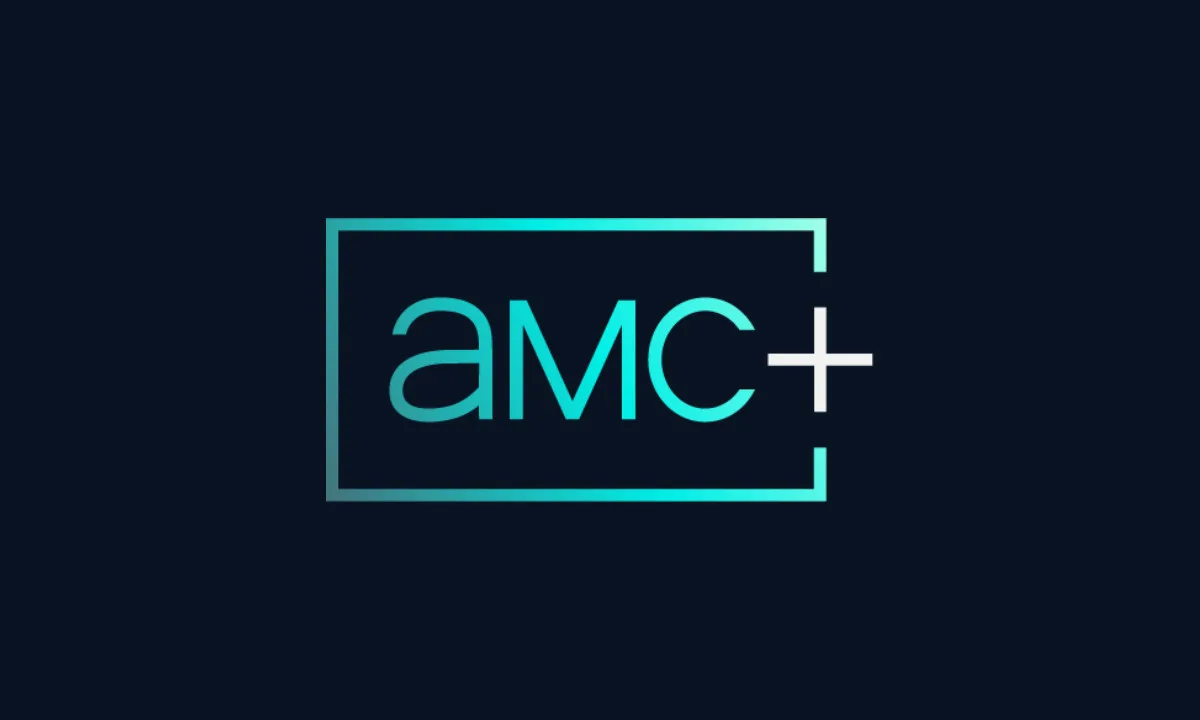 The AMC Plus logo on a dark blue background.