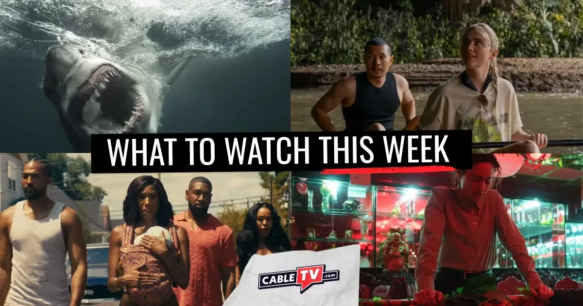 A collage of images from "Secrets of the Great White Kill," "The Devil's Mouth," "Diarra from Detroit," and "Furious," events and shows covered in CableTV.com’s What to Watch This Week column for July 27–August 2.