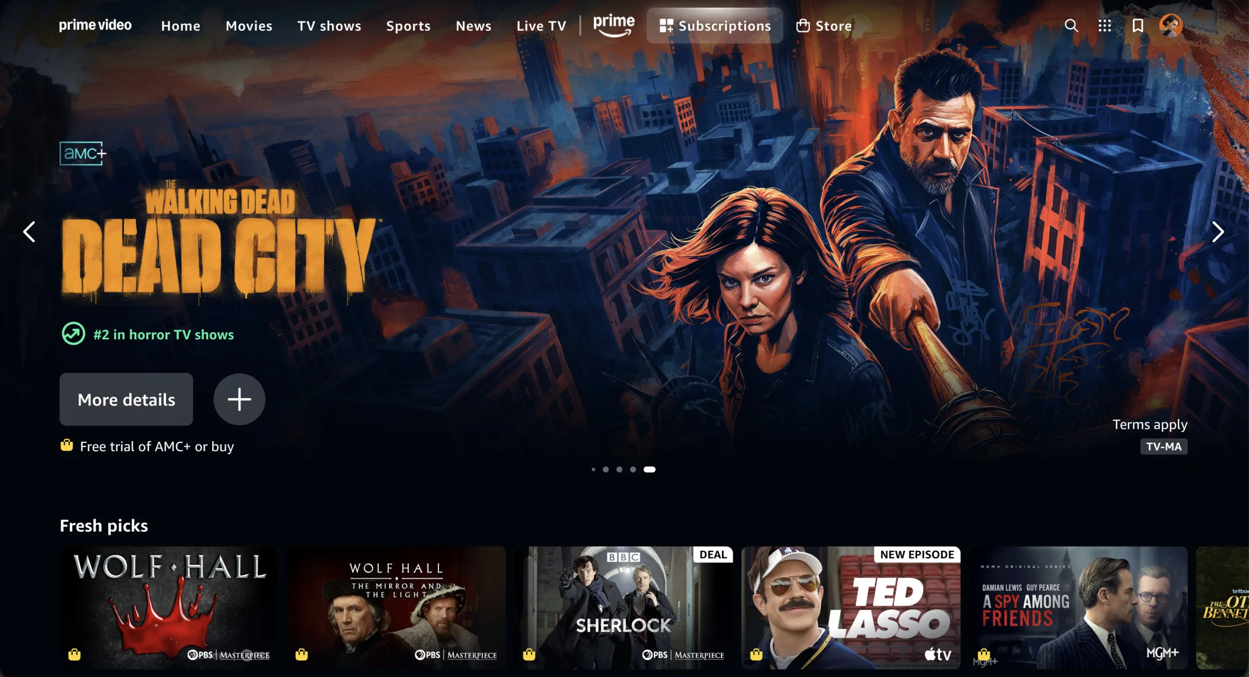 Prime Video Home Page 2026 A screenshot of the Amazon Prime Video homepage.