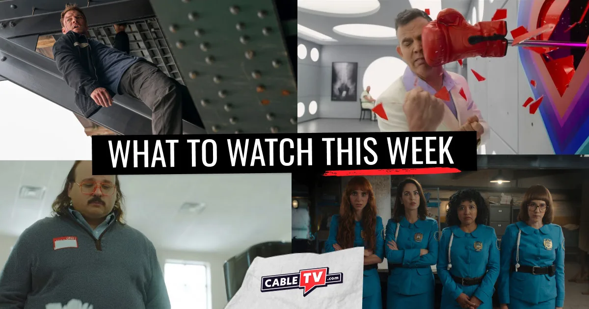 What to Watch This Week - Aug. 10–16 A collage of images from "Reacher," "Jackass: Best and Last," "Tires," and "Women in Blue," movies and shows covered in CableTV.com’s What to Watch This Week column for Aug. 10–16.