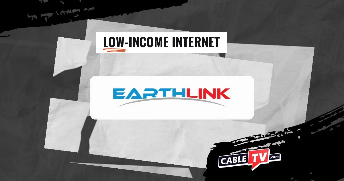 EarthLink Low-Income Internet EarthLink logo on a stylized background with the text "Low-Income Internet"