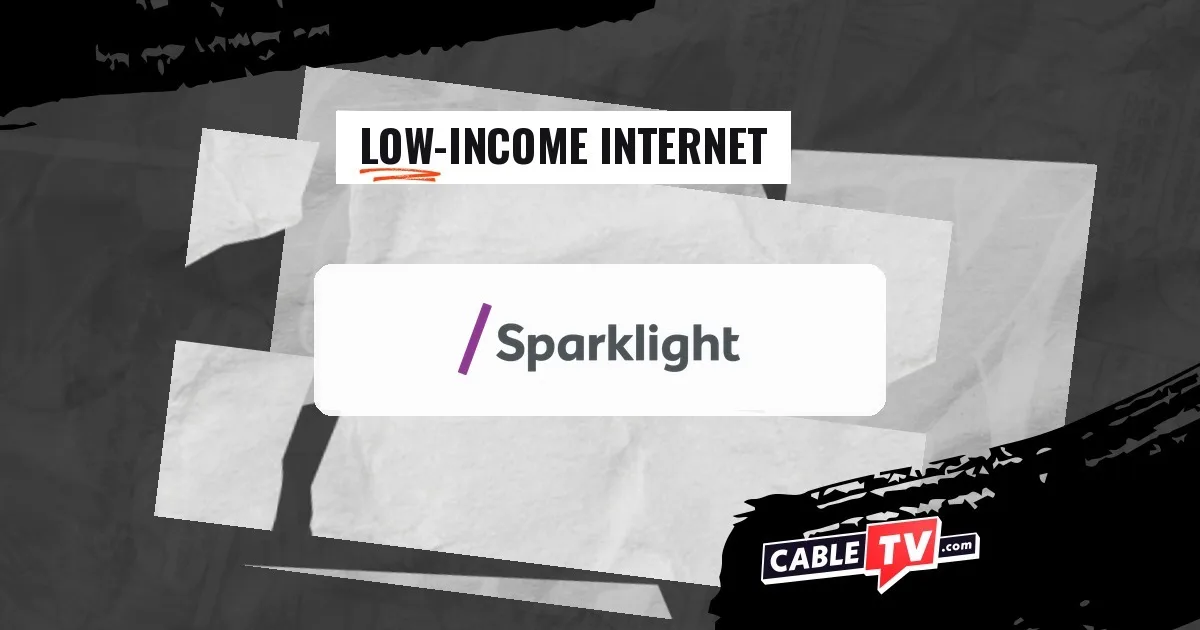 Sparklight logo on a stylized background with the text "Low-Income Internet"