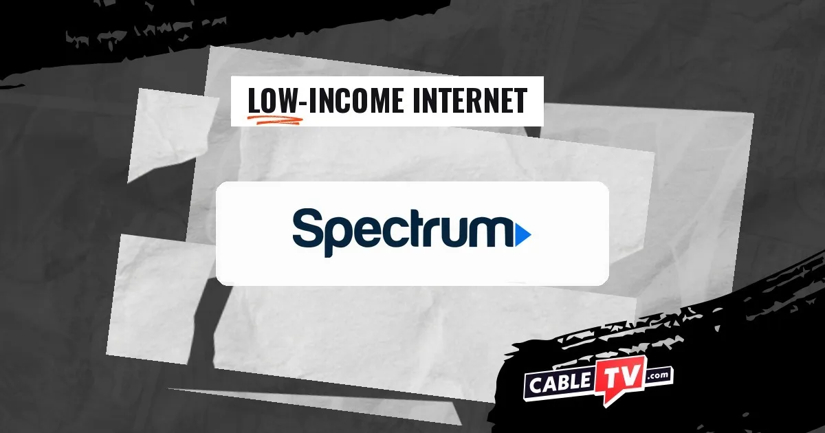 Spectrum logo on a stylized background with the text "Low-Income Internet"