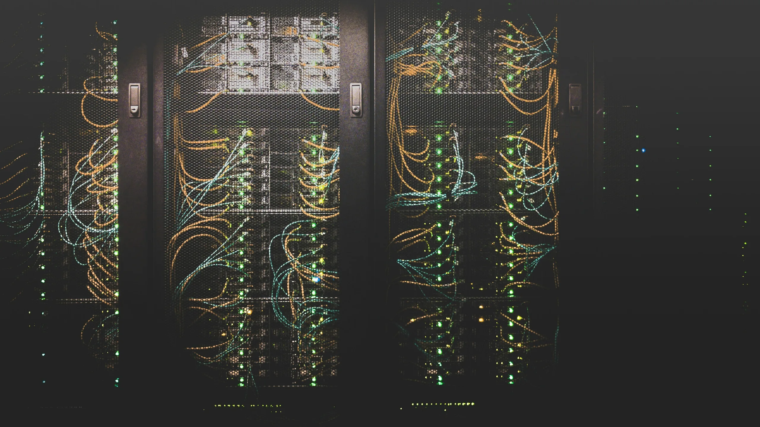Servers hooked up to each other in a data center.
