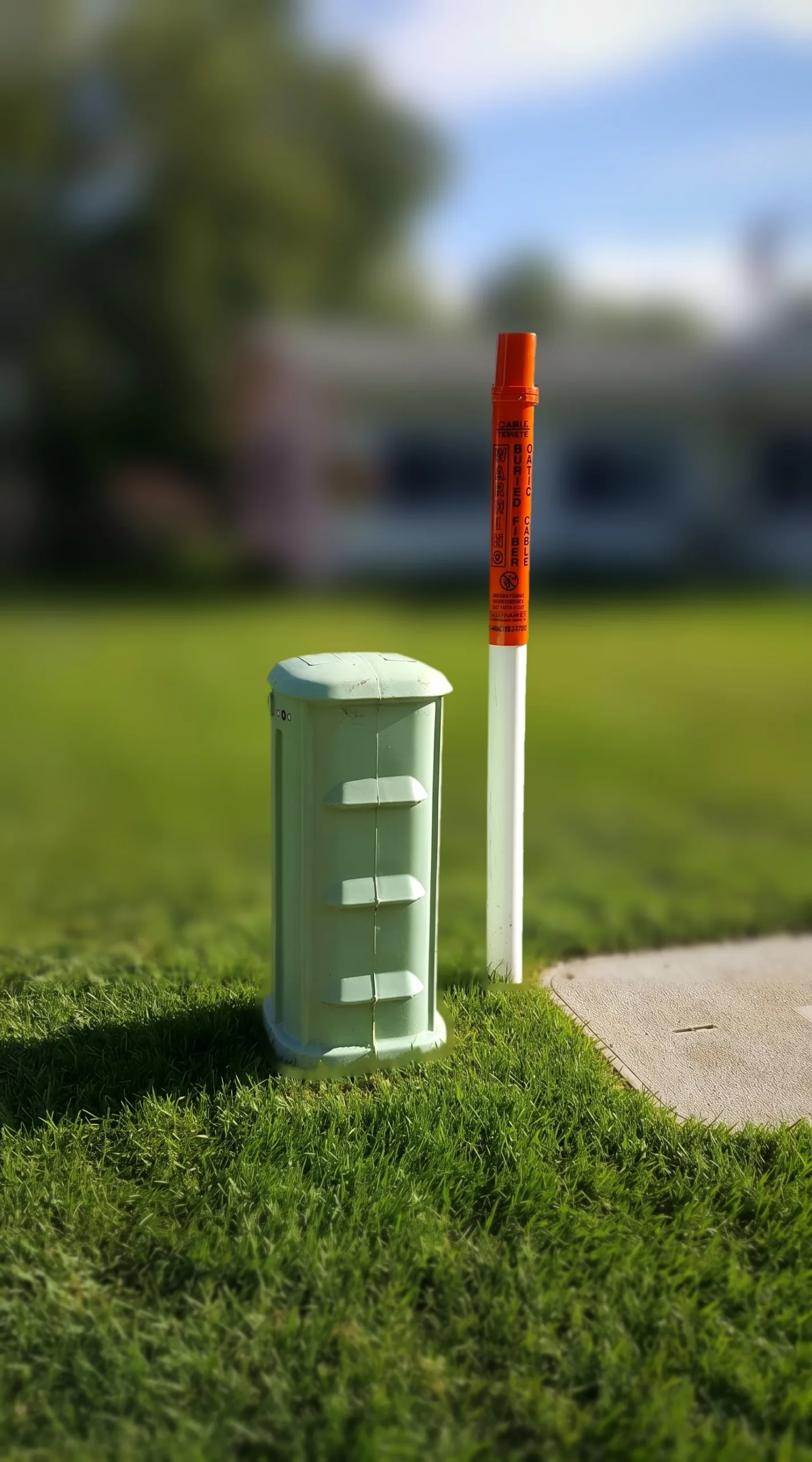 A network node standing on grass.