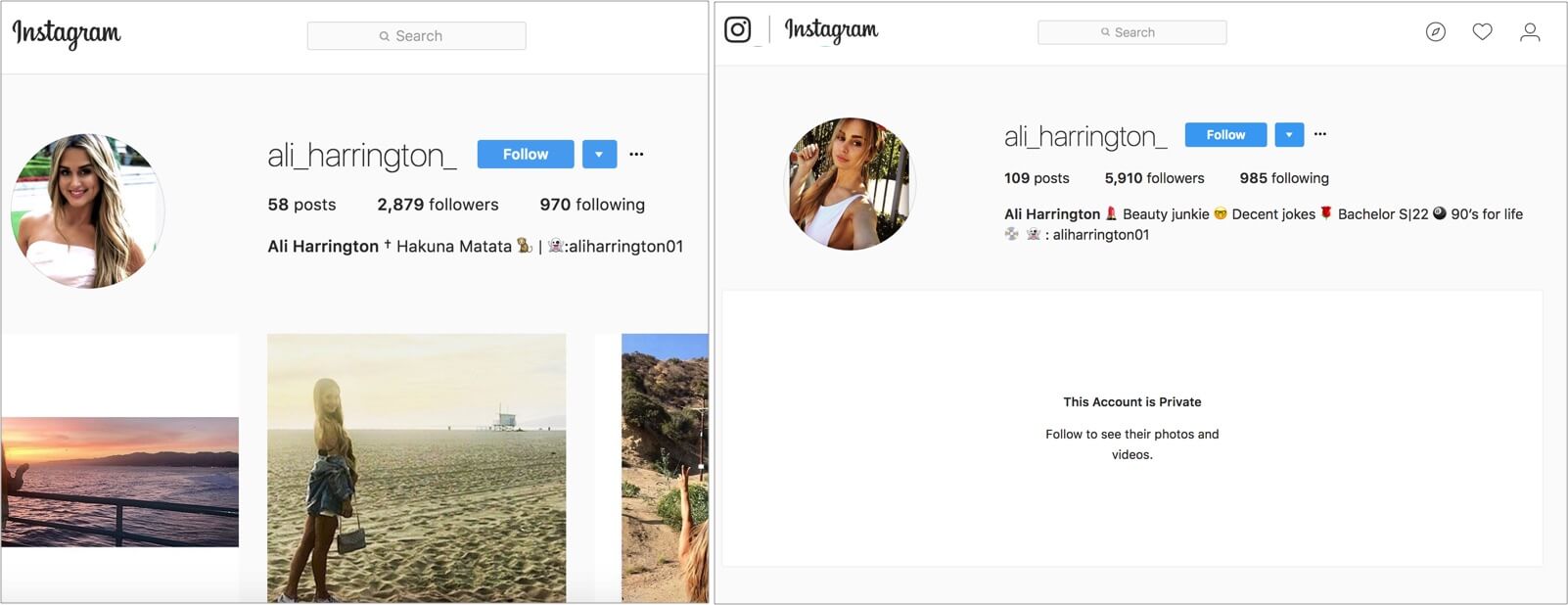 Ali Instagram Followers from The Bachelor