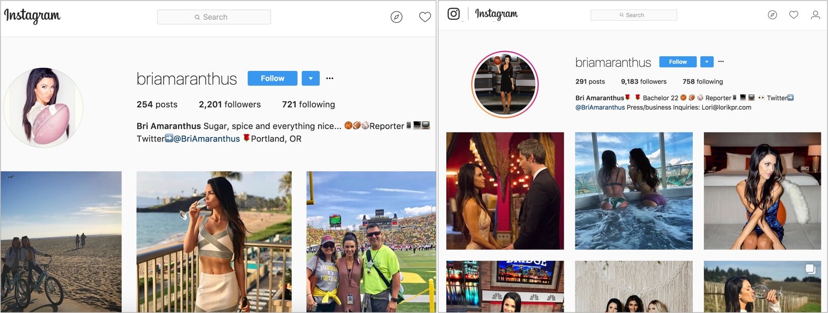 Bri Instagram Followers on The Bachelor
