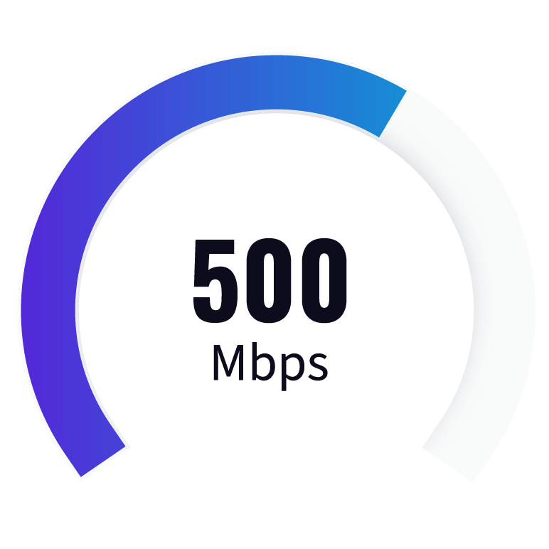 Speed dial showing 500 Mbps