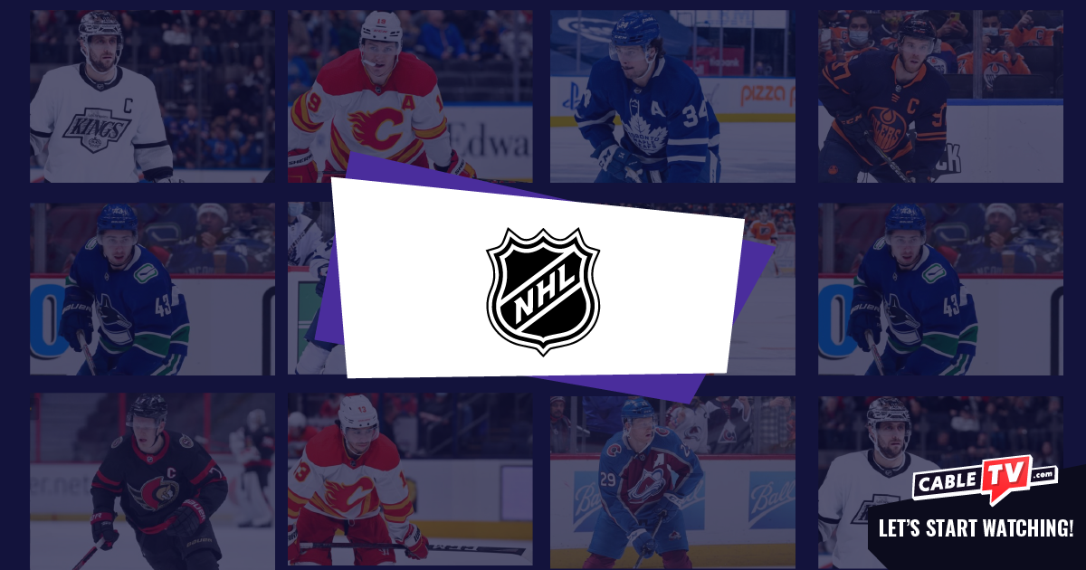 NHL logo over background of ice hockey action shots