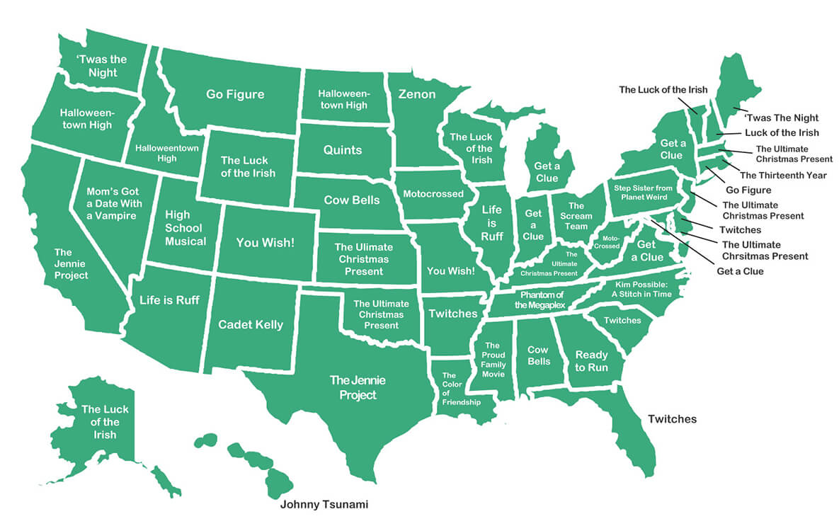 Each State's Favorite Disney Channel Original Map