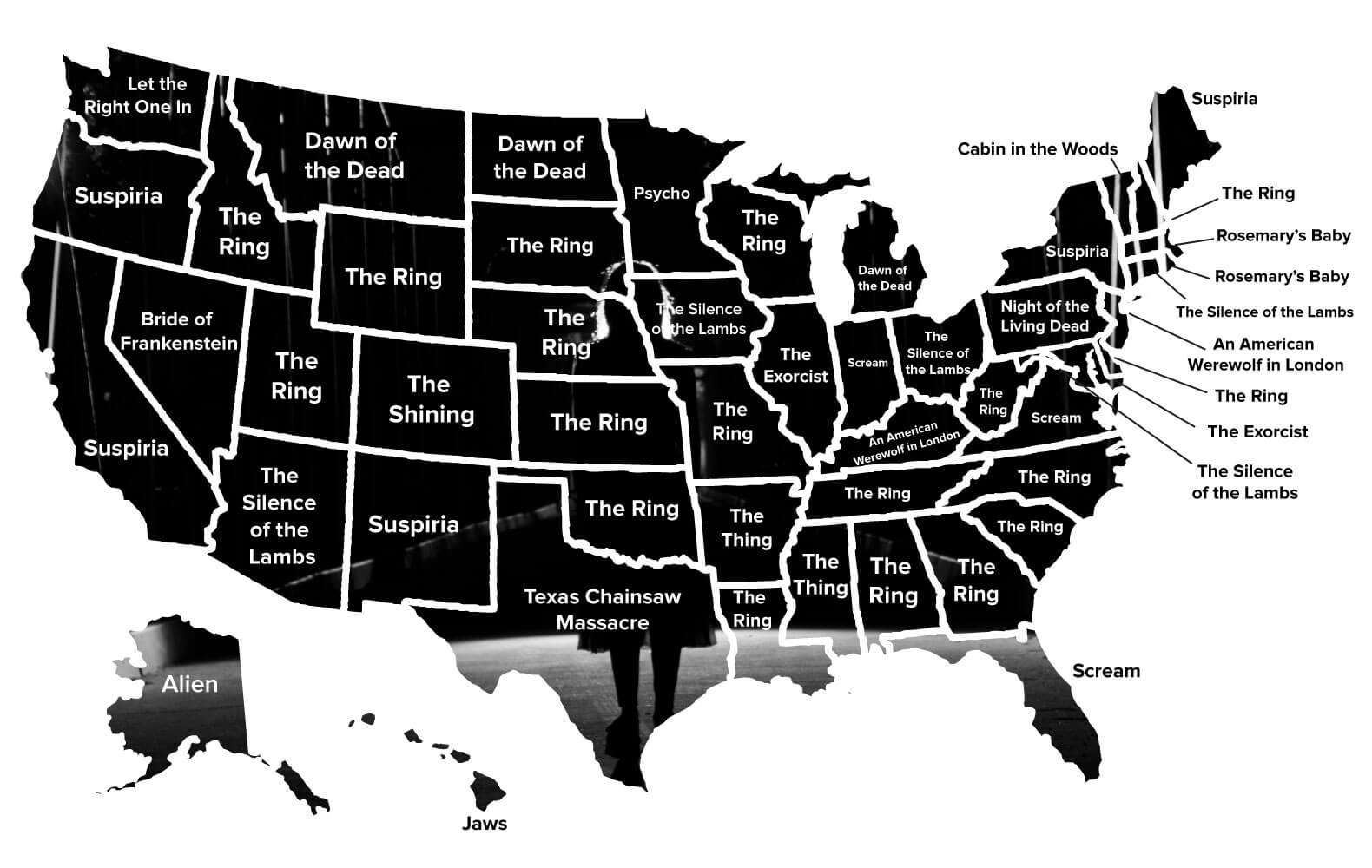 Each State's Favorite Horror Movie Map