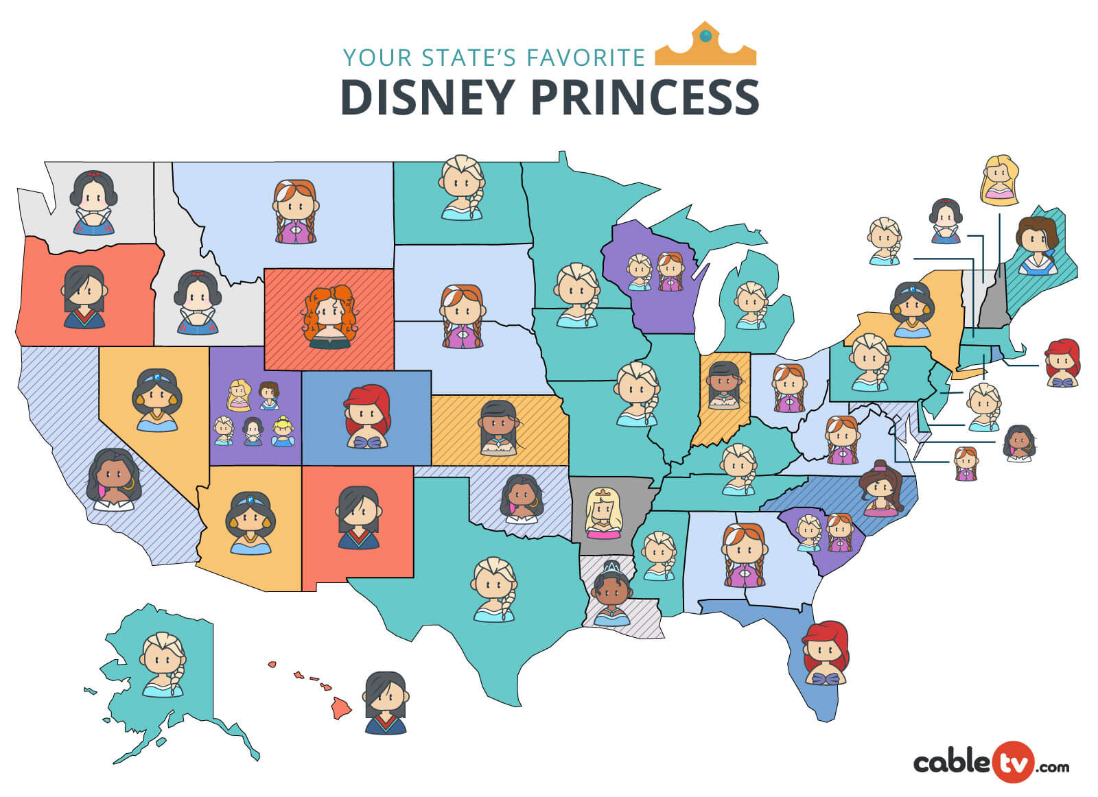 Every state's favorite Disney princes.