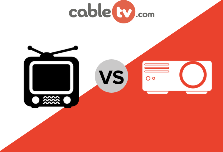 Graphic showing TV versus projector