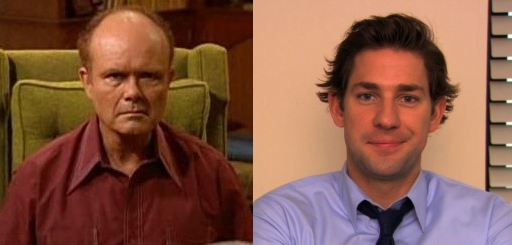 Side-by-side headshots of Red Forman and Jim Halpert