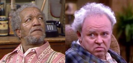 Side-by-side headshots of Fred Sanford and Archie Bunker