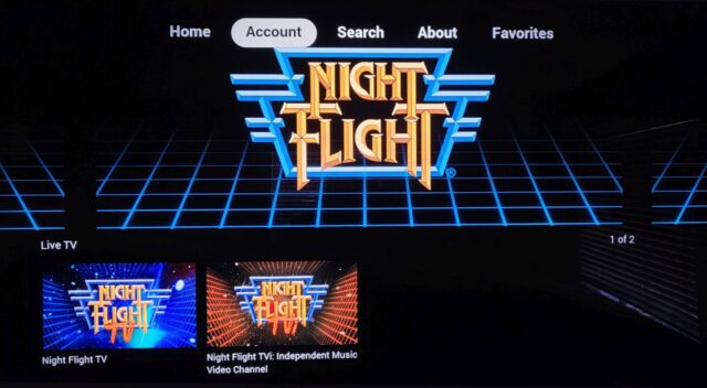 The Night Flight Plus home screen