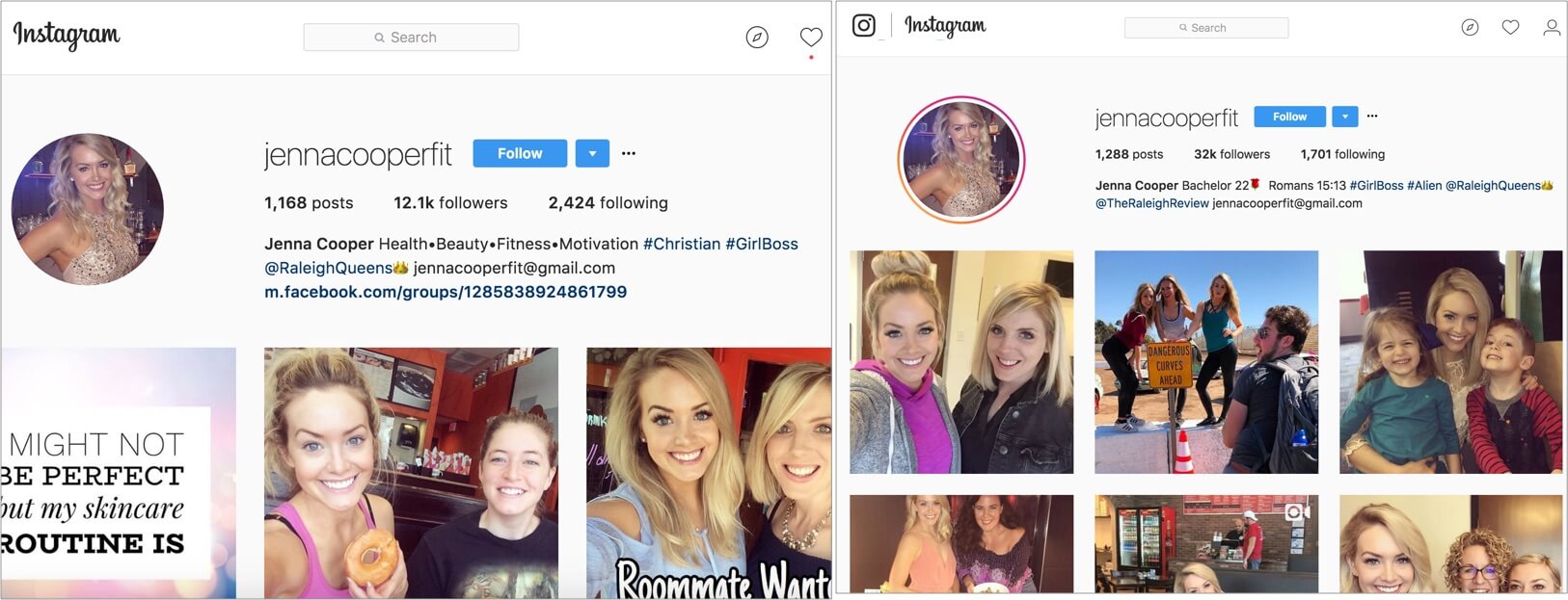 Jenna Instagram Followers from The Bachelor