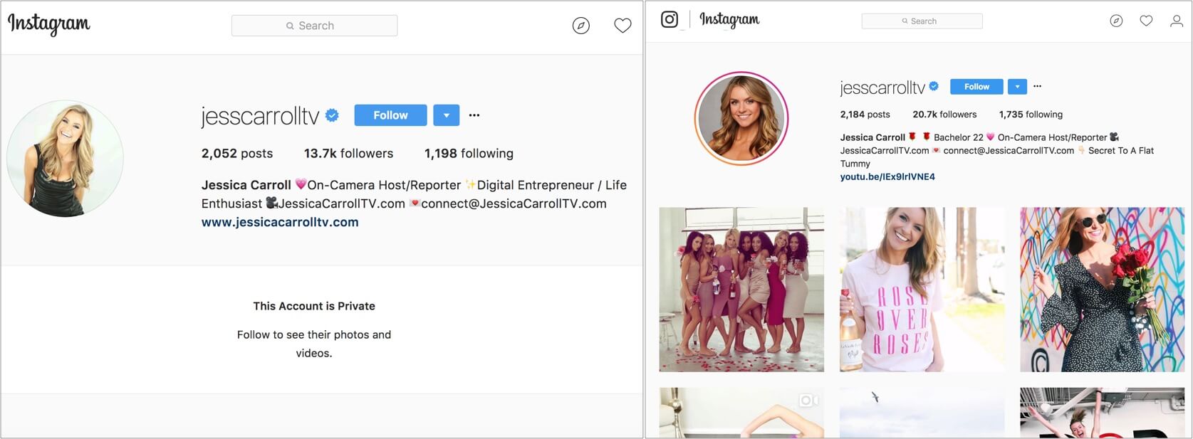 Jessica Instagram Followers from The Bachelor
