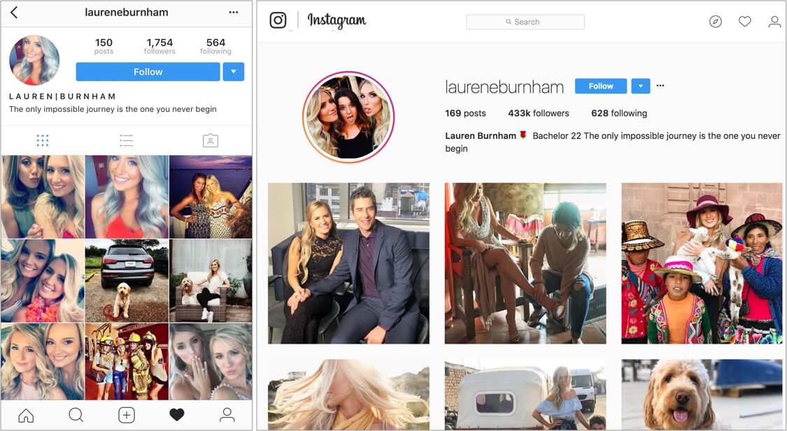 Lauren B Instagram Followers from The Bachelor