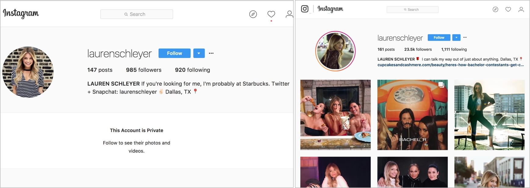 Lauren S Instagram Followers from The Bachelor