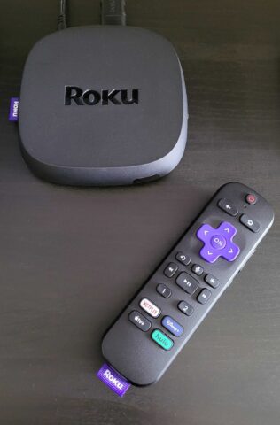 The Roku Ultra device and remote control.