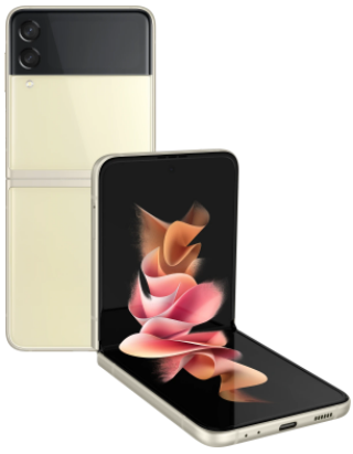 The Samsung Galaxy Z Flip3 5G in Cream.